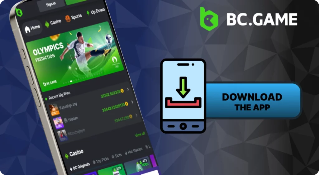 Steps that explain the process of installation of BC Game app for Android