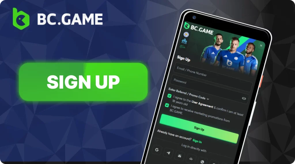 Register BC Game via app